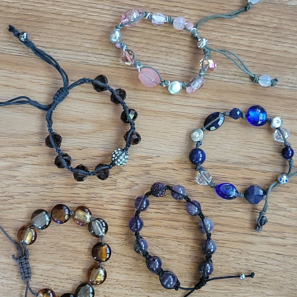Bulk jewelry lot adjustable leather beaded bracele